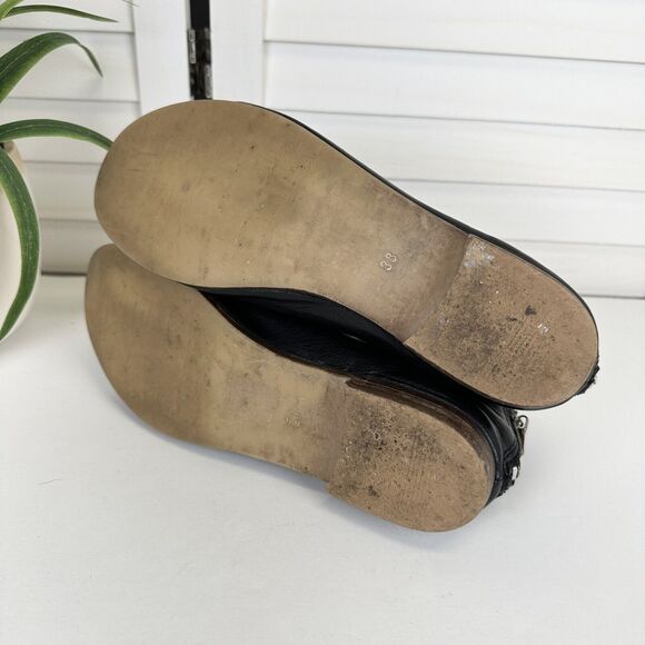 Free People Gemma Black Leather Peep Toe Ankle Bootie Zip Shoe Size EU 38 US 7.5 - Picture 7 of 10